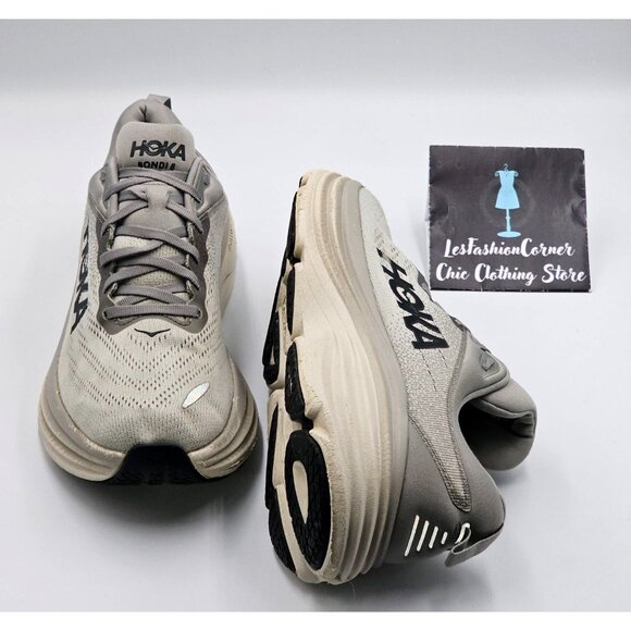 Hoka One One Men's Light Gray  Bondi 8 Athletic Running Shoes Sz 10D 2812 - Picture 13 of 16